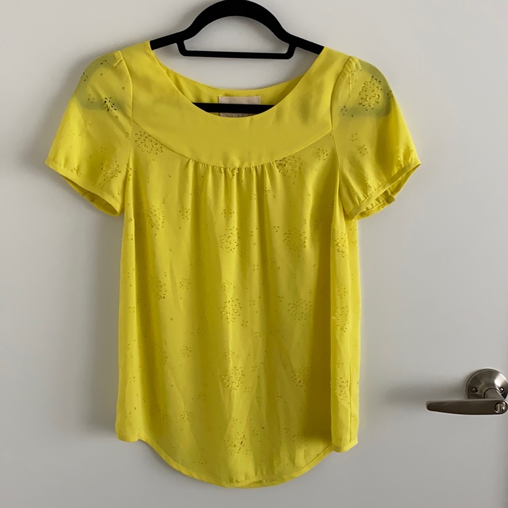 Anthropologie VanessaVirginia laser cut floral top